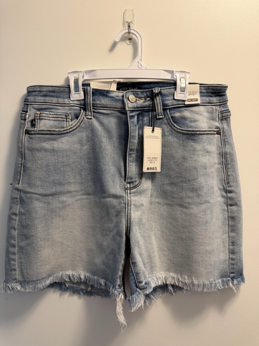 Judy Blue Light Blue Distressed Hem Denim Shorts